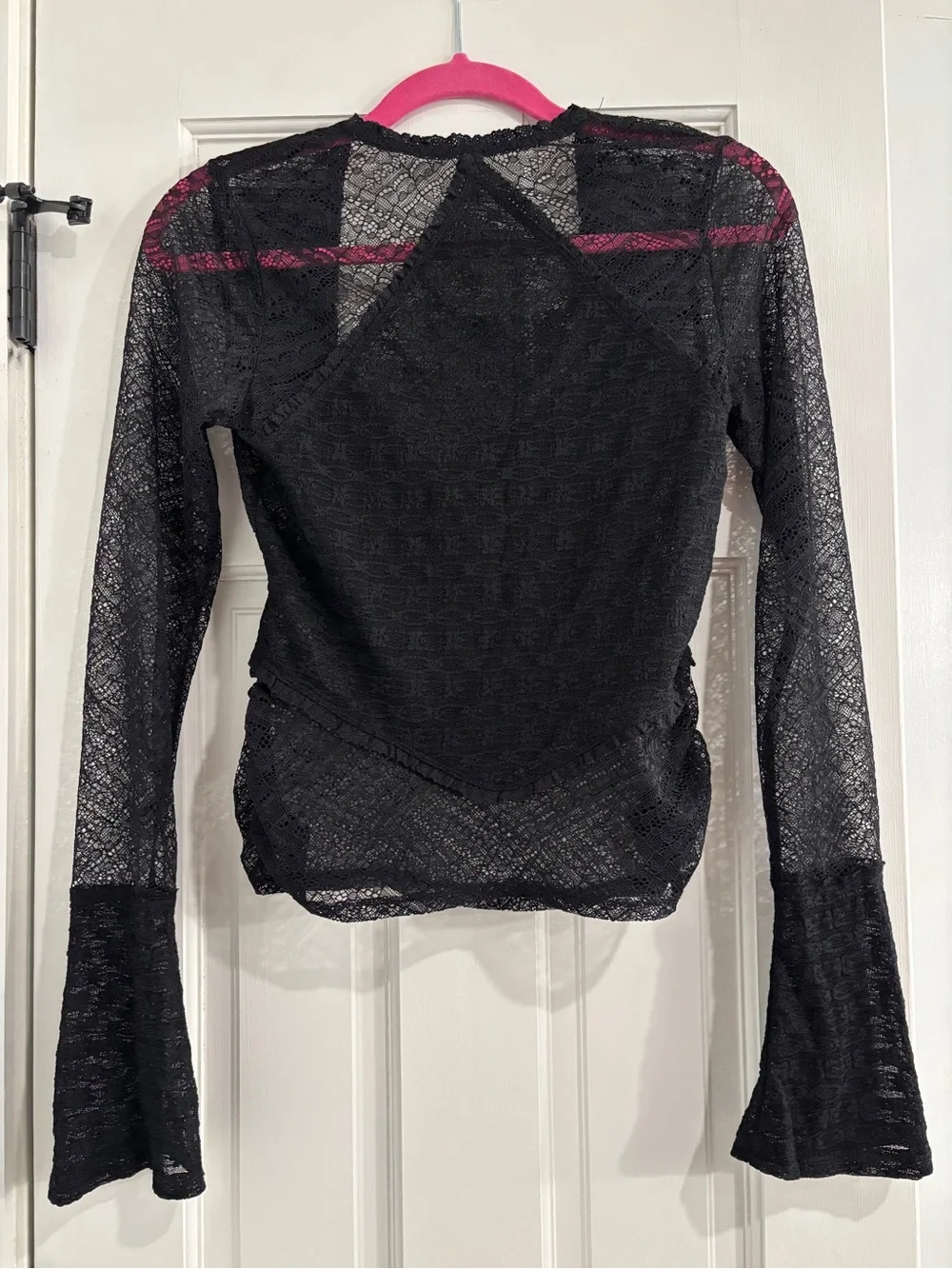 Free People Lace Corset Bell Sleeve Top - Size Medium